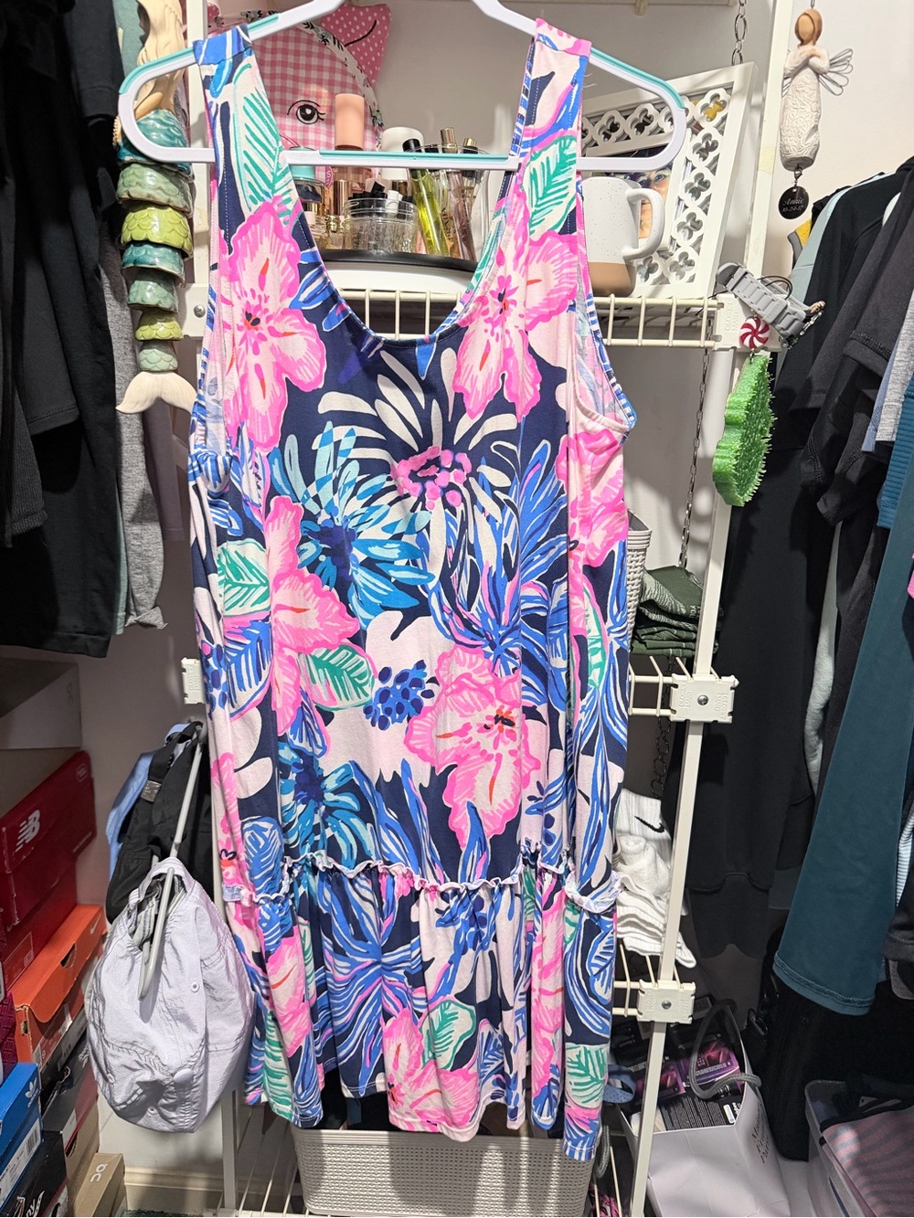 Lilly Pulitzer Pink & Blue Tropical Floral Tank Dress